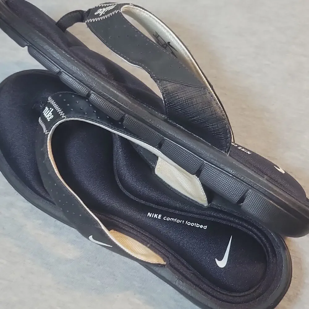 Nike Comfort Footbed Men's Thong Sandals Black Logo Cushioned Slip On US 10 - Picture 6 of 9